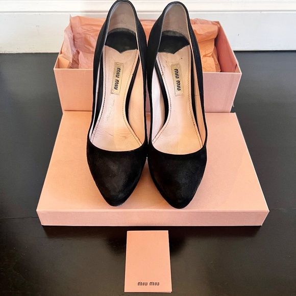 Miu Miu Black Suede Calzature Donna Camoscio 1 Platform Pumps 10B/EU40 fits 9.5 - Picture 3 of 16